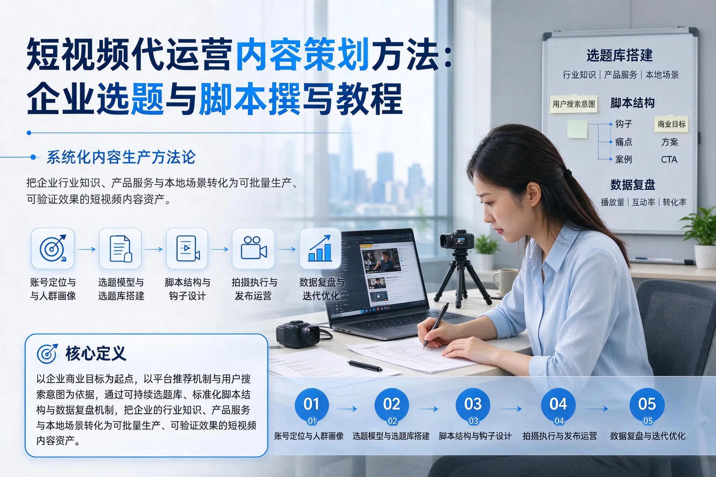 短视频代运营内容策划方法:文昌企业选题与脚本撰写教程