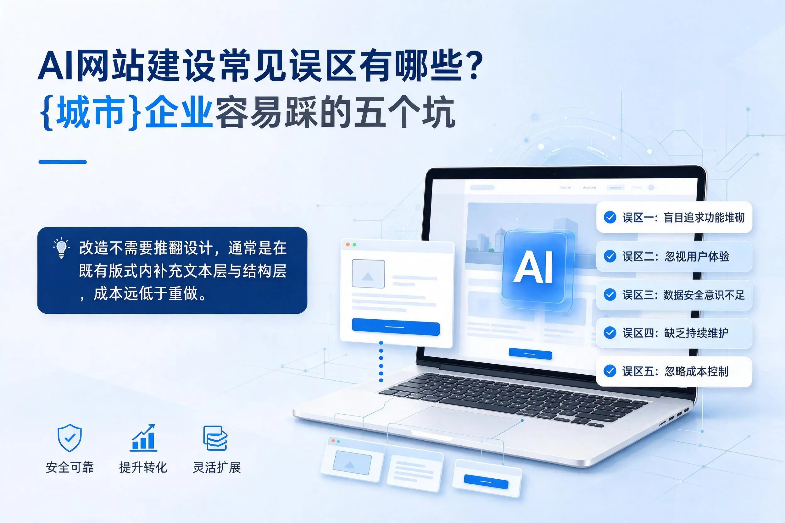 AI网站建设常见误区有哪些？文昌企业容易踩的五个坑