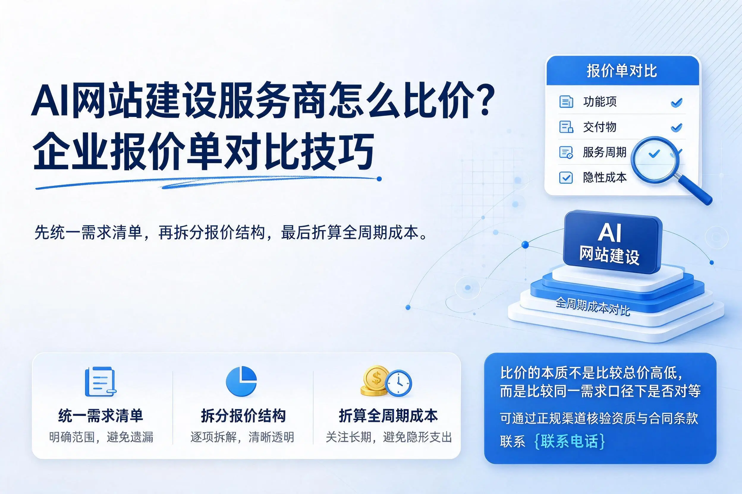 AI网站建设服务商怎么比价？文昌企业报价单对比技巧