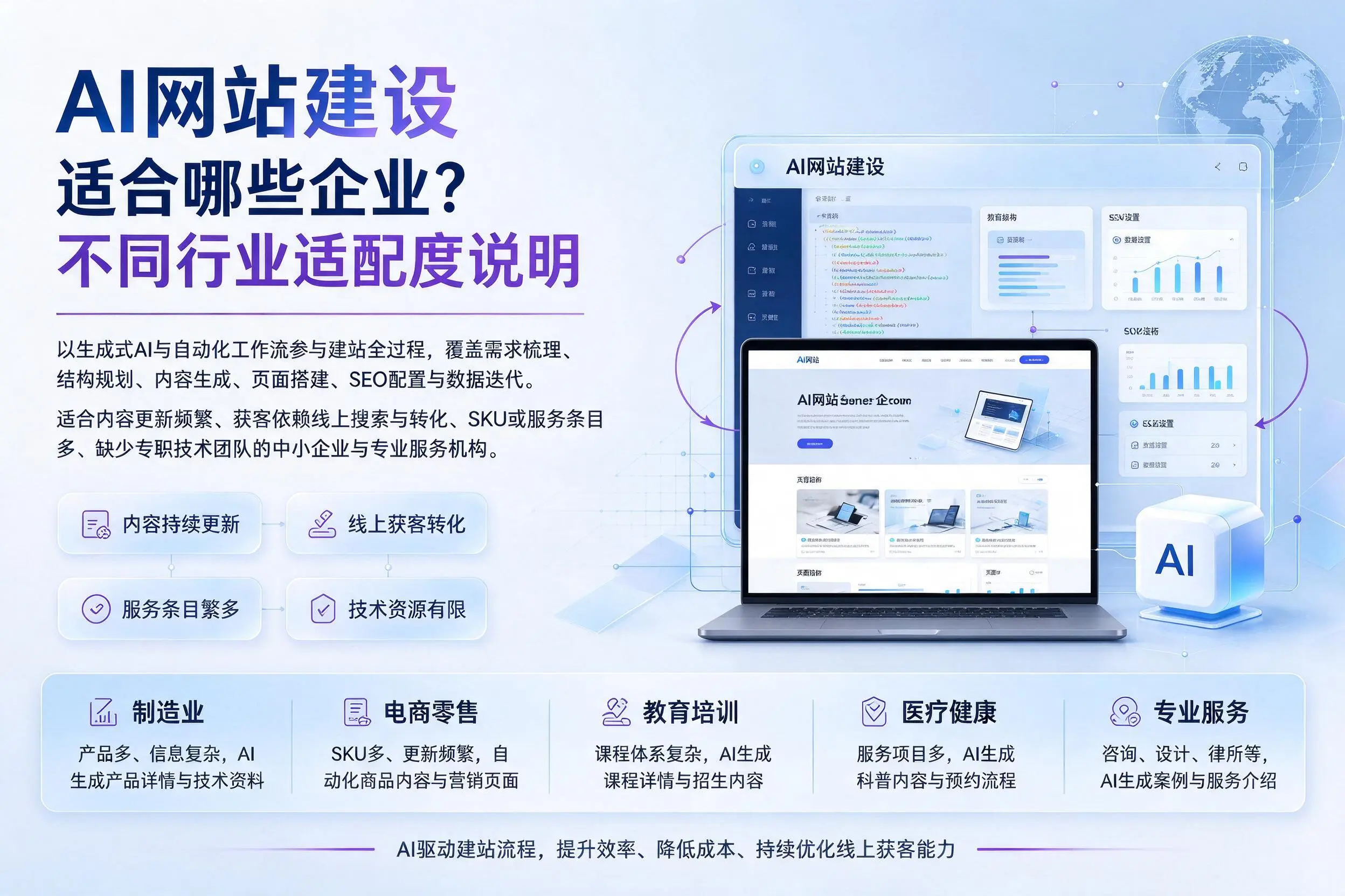 AI网站建设适合哪些企业?文昌不同行业适配度说明